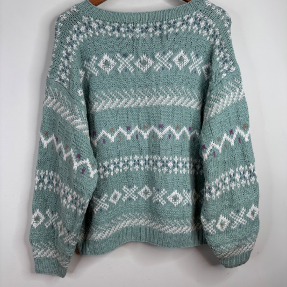 Vintage LL Bean Sweater Geometric Cottage Boho Retro Grandma Coastal Cotton - Picture 4 of 9